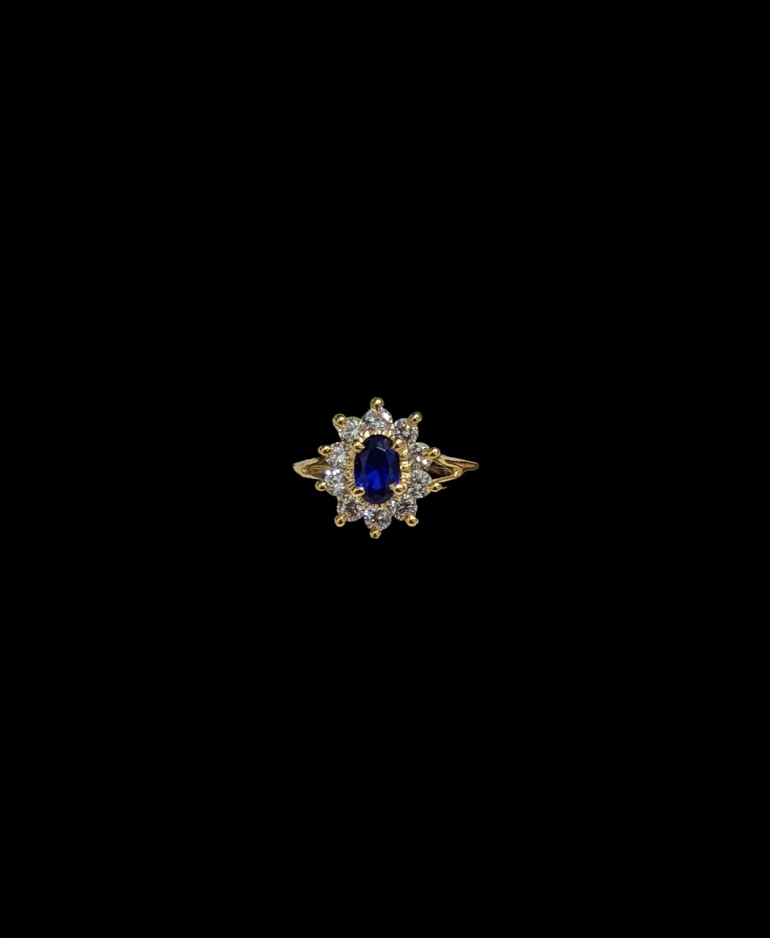 Bague Fleur Pierres Blanche et Bleu
