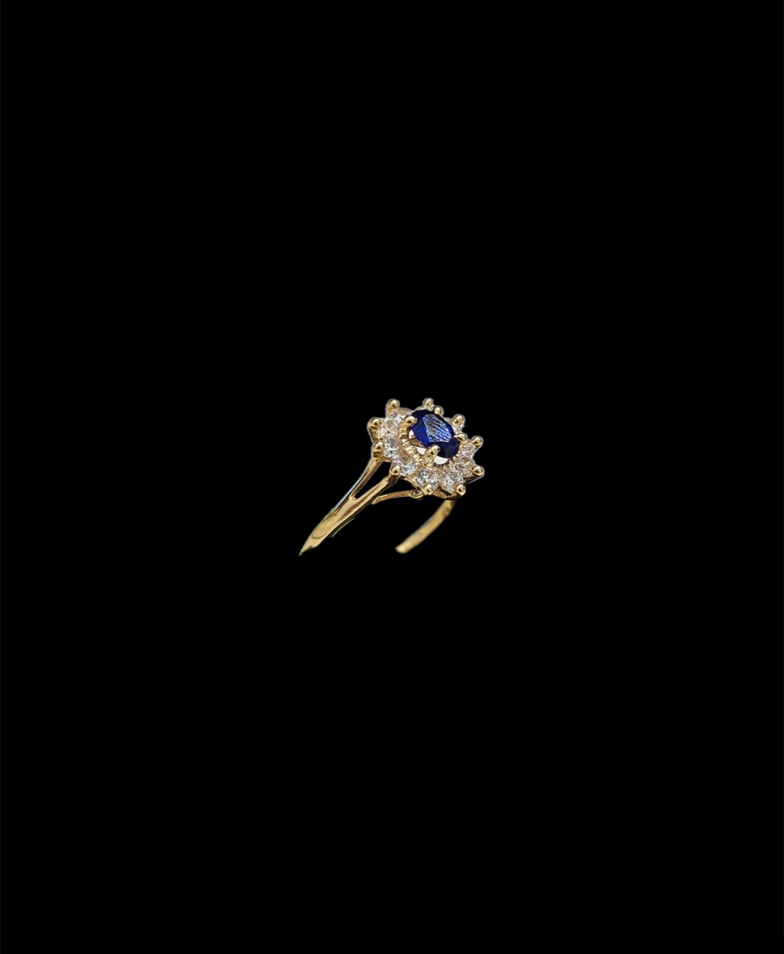 Bague Fleur Pierres Blanche et Bleu – Image 2