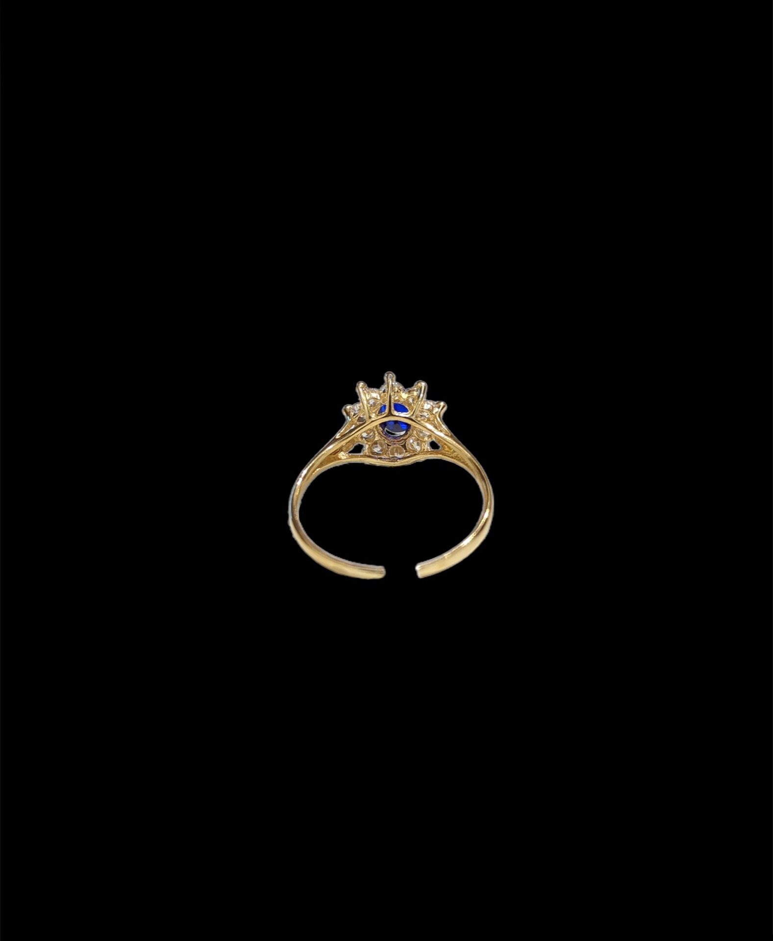 Bague Fleur Pierres Blanche et Bleu – Image 3