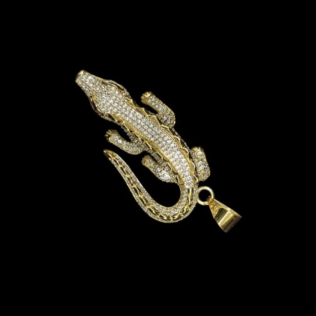 Pendentif Crocodile 3D Zircons avec Yeux Rouges – Image 3