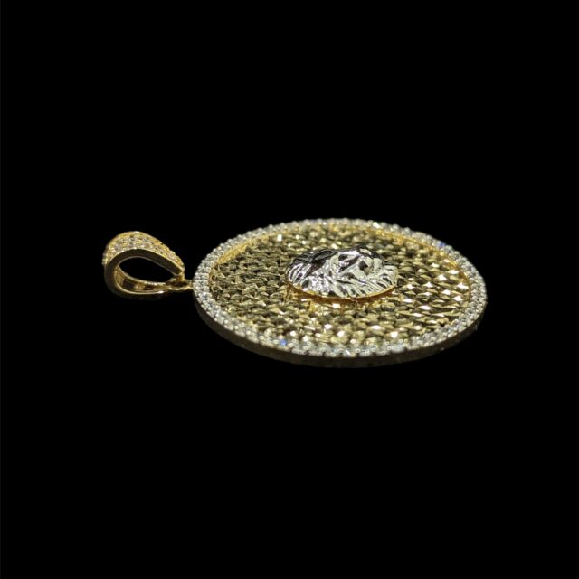 Pendentif Rond 2 Ors Tête de Lion – Image 2