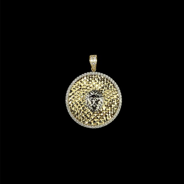 Pendentif Rond 2 Ors Tête de Lion