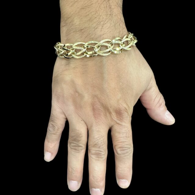 Bracelet Double Olive Lisse Sablée – Image 4