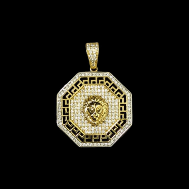 Pendentif Octogone Lion 3D Empierré