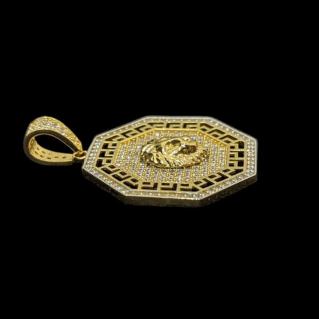 Pendentif Octogone Lion 3D Empierré – Image 2