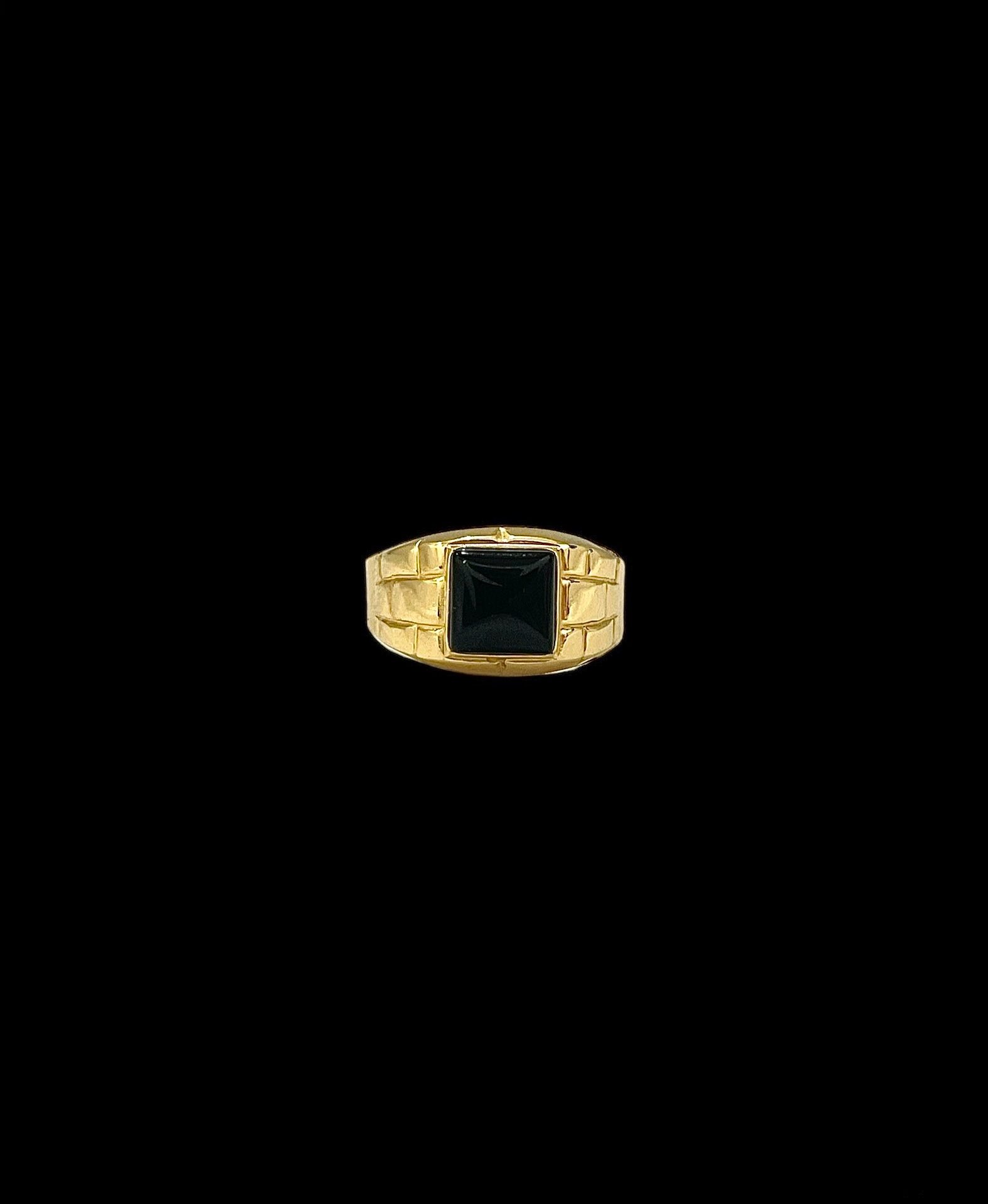 Chevalière United States Army En Onyx Noir Plaqué Or 18K – Taille 68 – Dolly-Bijoux – Neuf Avec étiquettes
