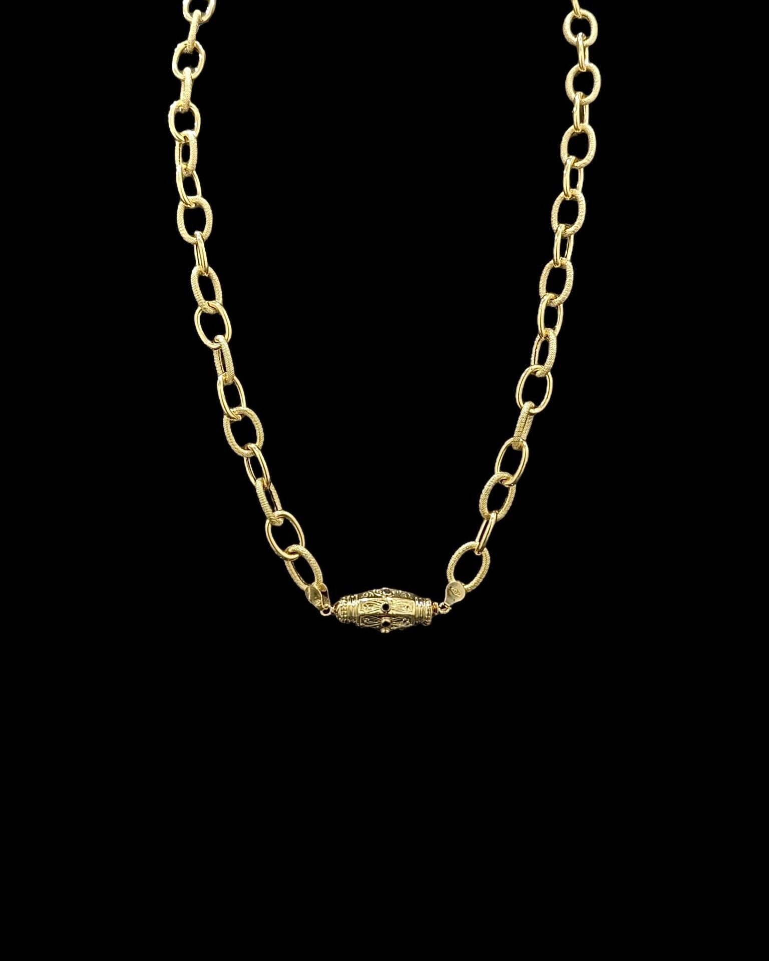 Collier Forçat Lisse Sablé Avec Barillet Grenat 60 cm 11 mm