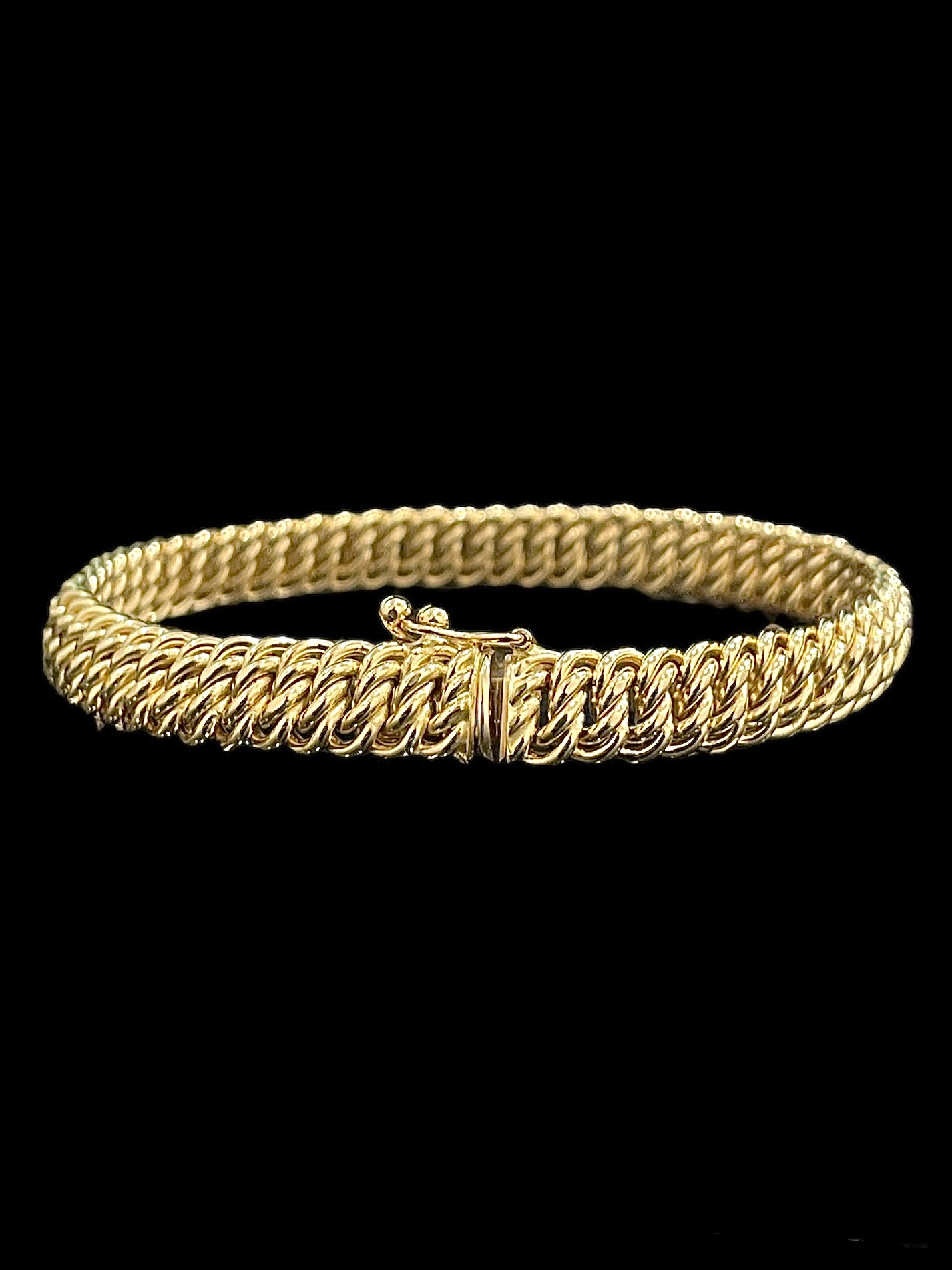 Gourmette Bracelet Maille Américaine - Plaqué Or - Longueur 20 Cm, 47 Gr - Occasion TBE