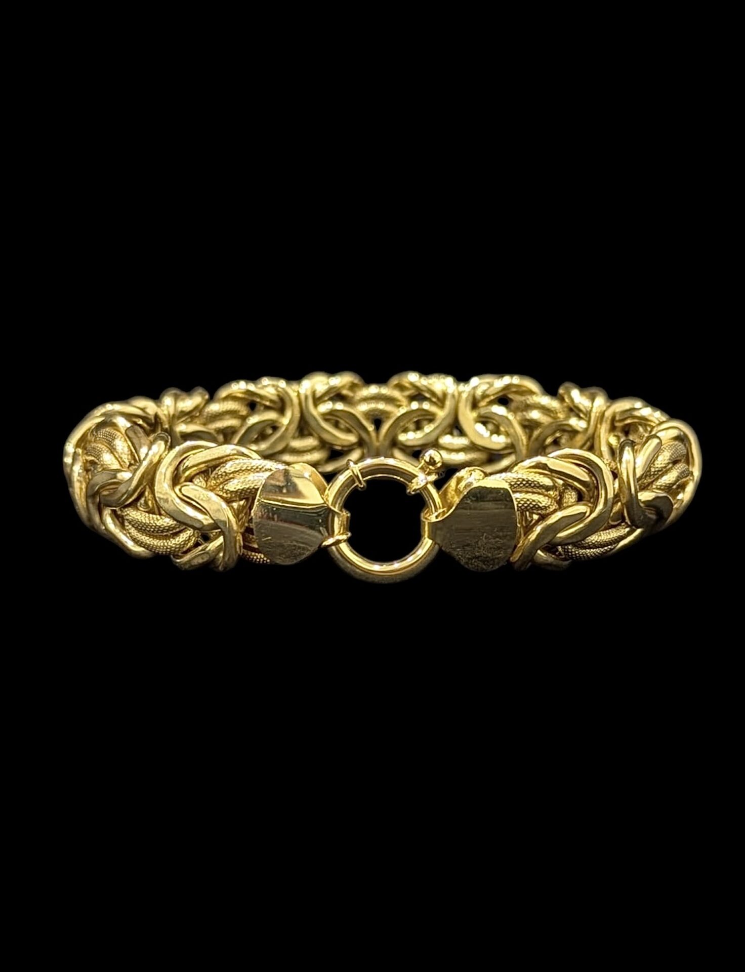 Bracelet Maille Royale Plate Lisse Sablé 17 mm 22 cm