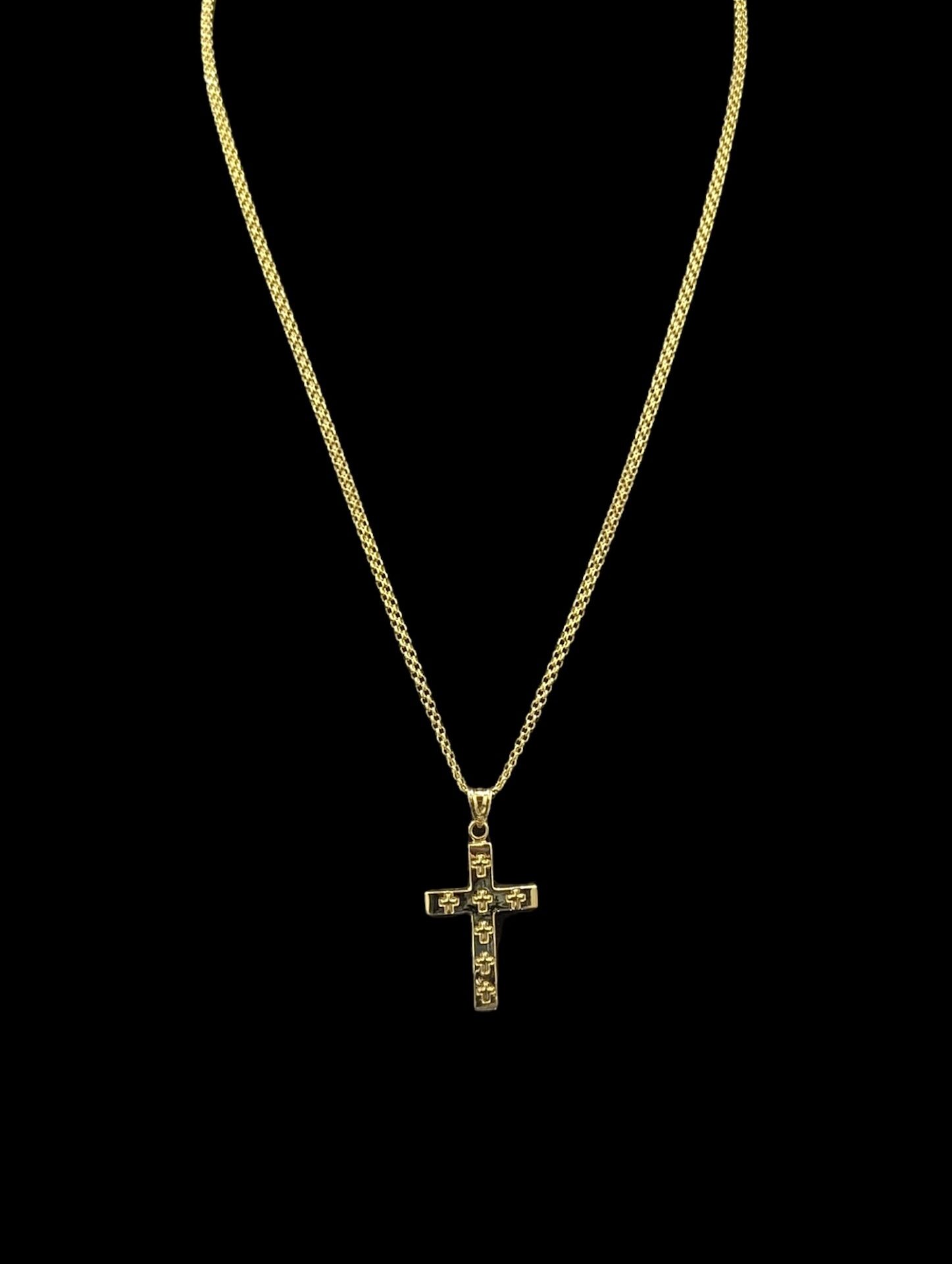 Ensemble Collier Forçat Double Croix 3D