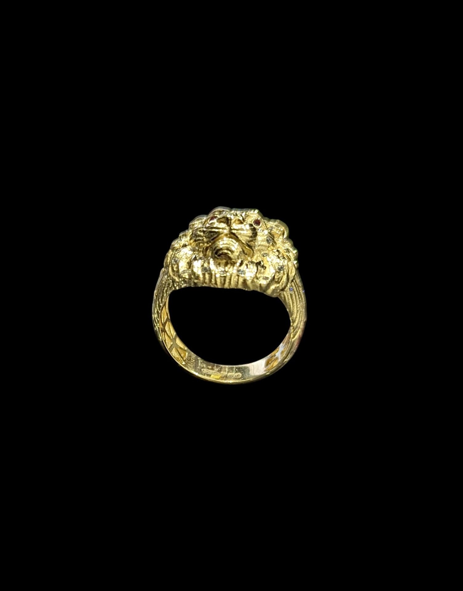 Chevalière 3D Lion Avec Crinière Empierrée – Image 2
