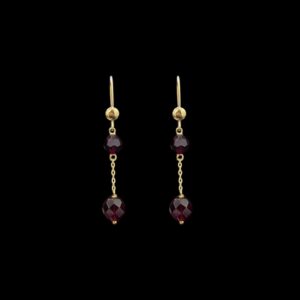 Boucles D'Oreilles Dormeuses Chainette Grenat