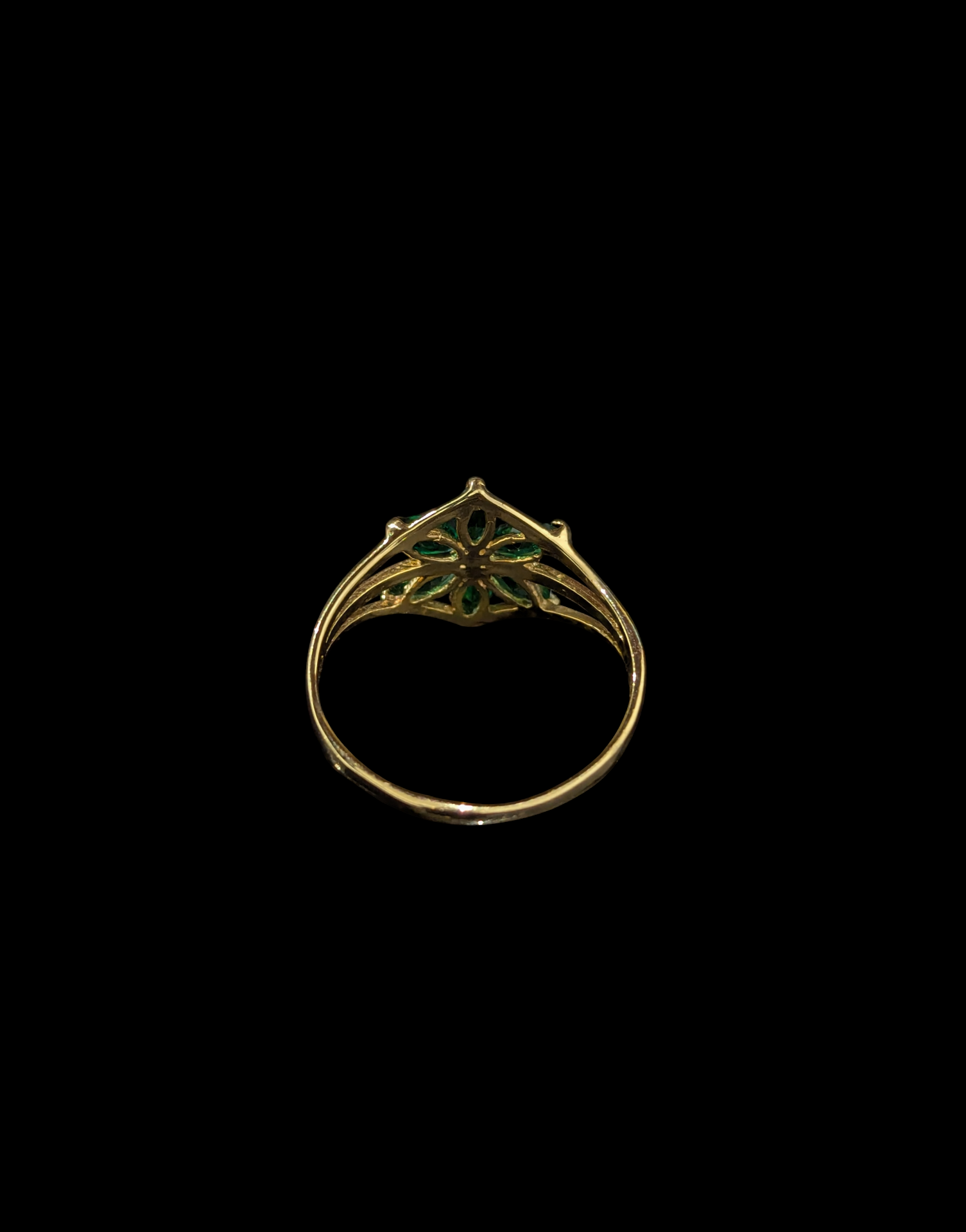 Bague En Fourche Fleur Verte – Image 2