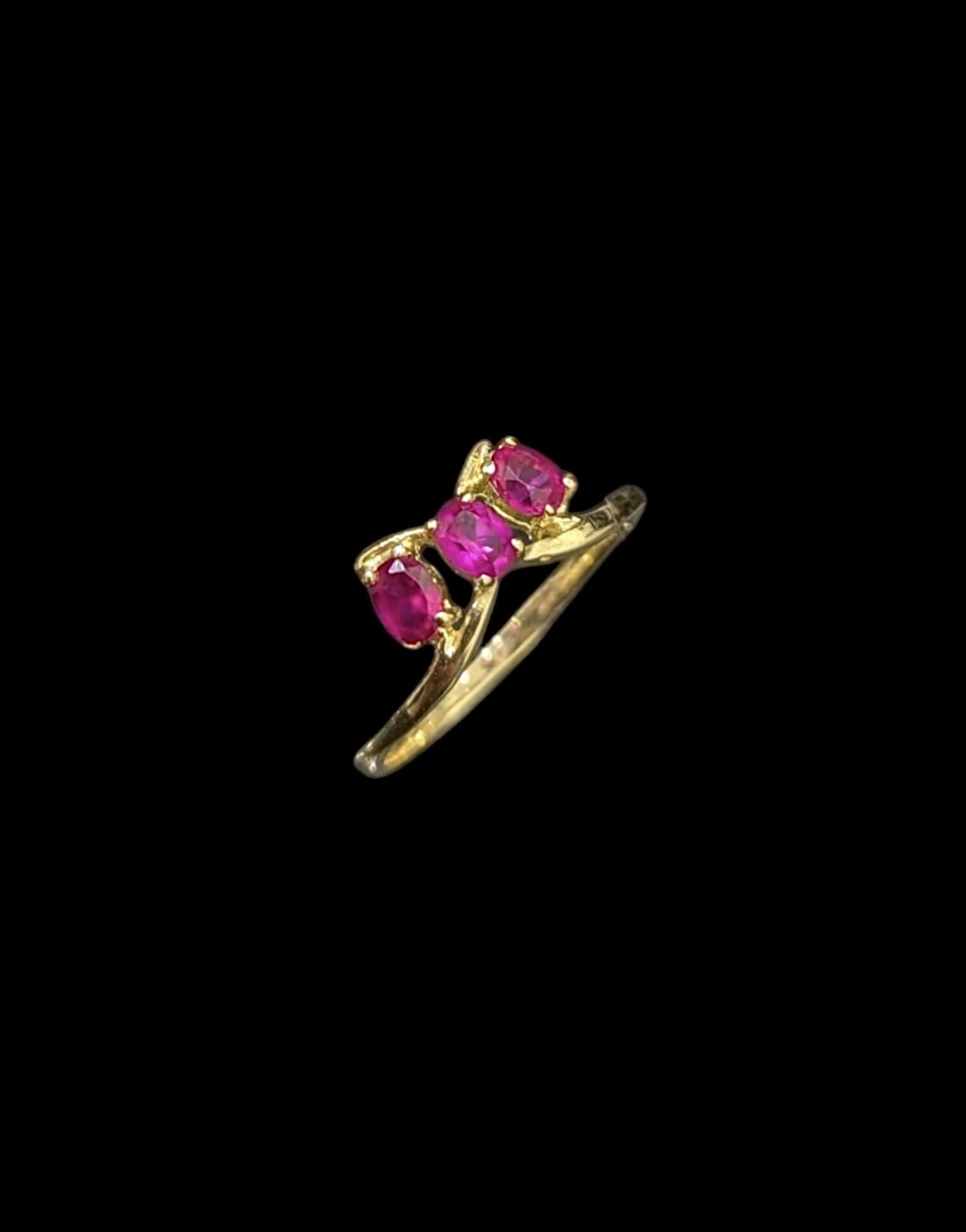 Bague 3 Pierres Fuchsia