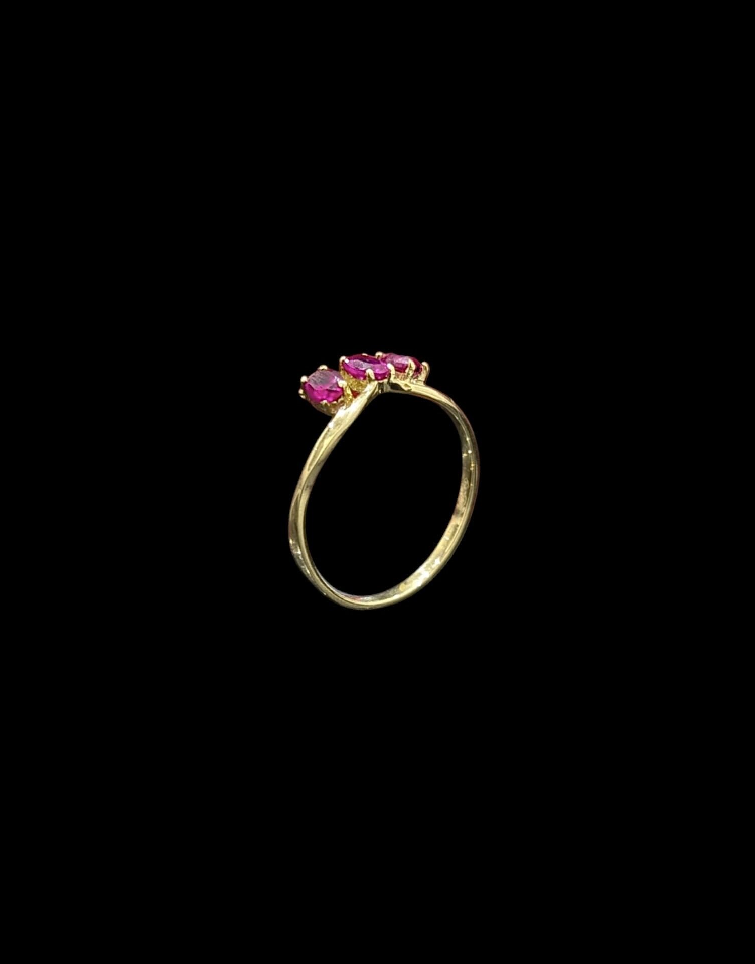 Bague 3 Pierres Fuchsia – Image 2