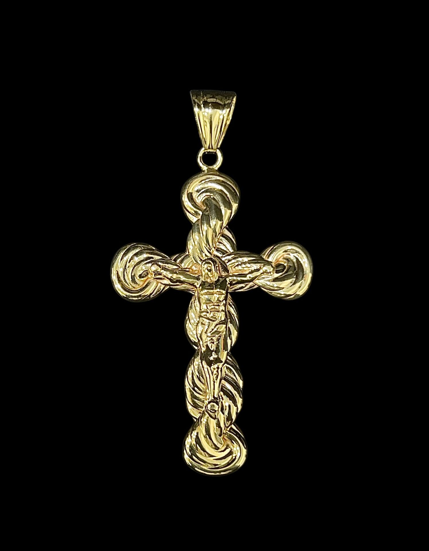 Pendentif Croix Torsadé avec Christ Electroformé