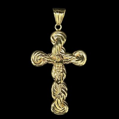Pendentif Croix Torsadé avec Christ Electroformé