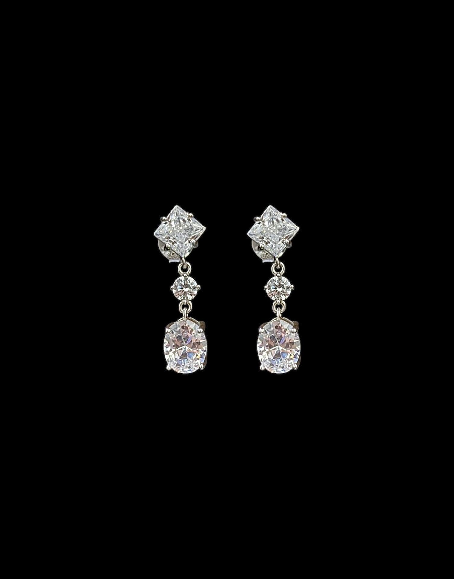 Boucles D'Oreilles Pendente 3 Pierres