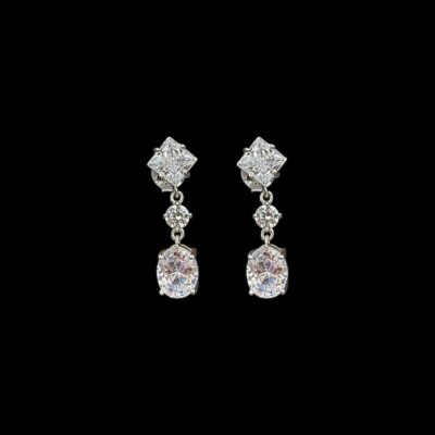 Boucles D'Oreilles Pendente 3 Pierres