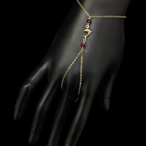 Parure De Main Dauphin & Pierres Fuchsia