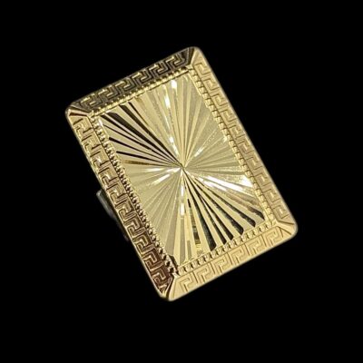 Chevalière Rectangle Soleil Contour Grec