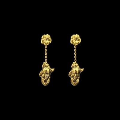 Boucles D'Oreilles Chainette Hibiscus Tête Madras