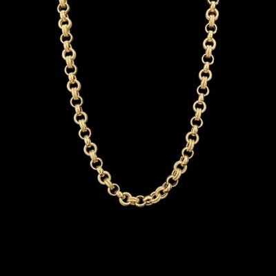 Collier Double Jaseron Lisse Sablé 60 cm 10 mm