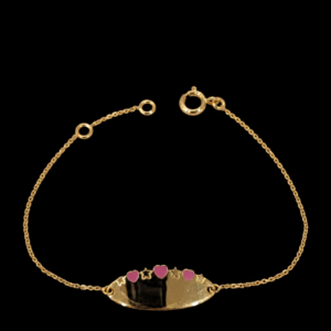 Gourmette Enfant Réglable Coeur Rose et Etoiles