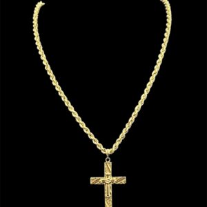 Ensemble Chaine Corde avec Pendentif Double Croix
