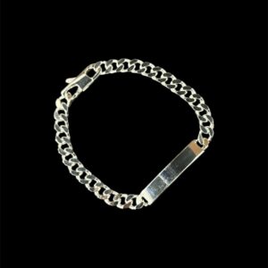 Bracelet Maille Gourmette avec plaque 6 mm 21 cm