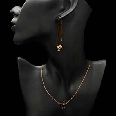 Ensemble Colibri Évidé Avec Boucles D'Oreilles Chainette