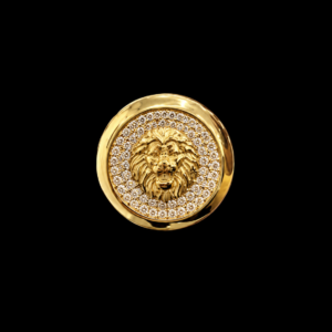 Chevalière Ronde Tête De Lion Empierrée