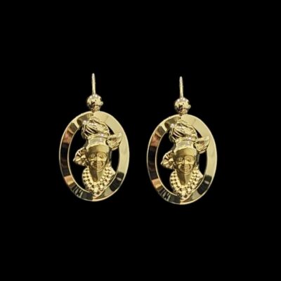 Boucles D'Oreilles Dormeuses Entourées Tête Madras