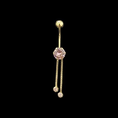 Piercing Nombril Chainette Diamant Rose