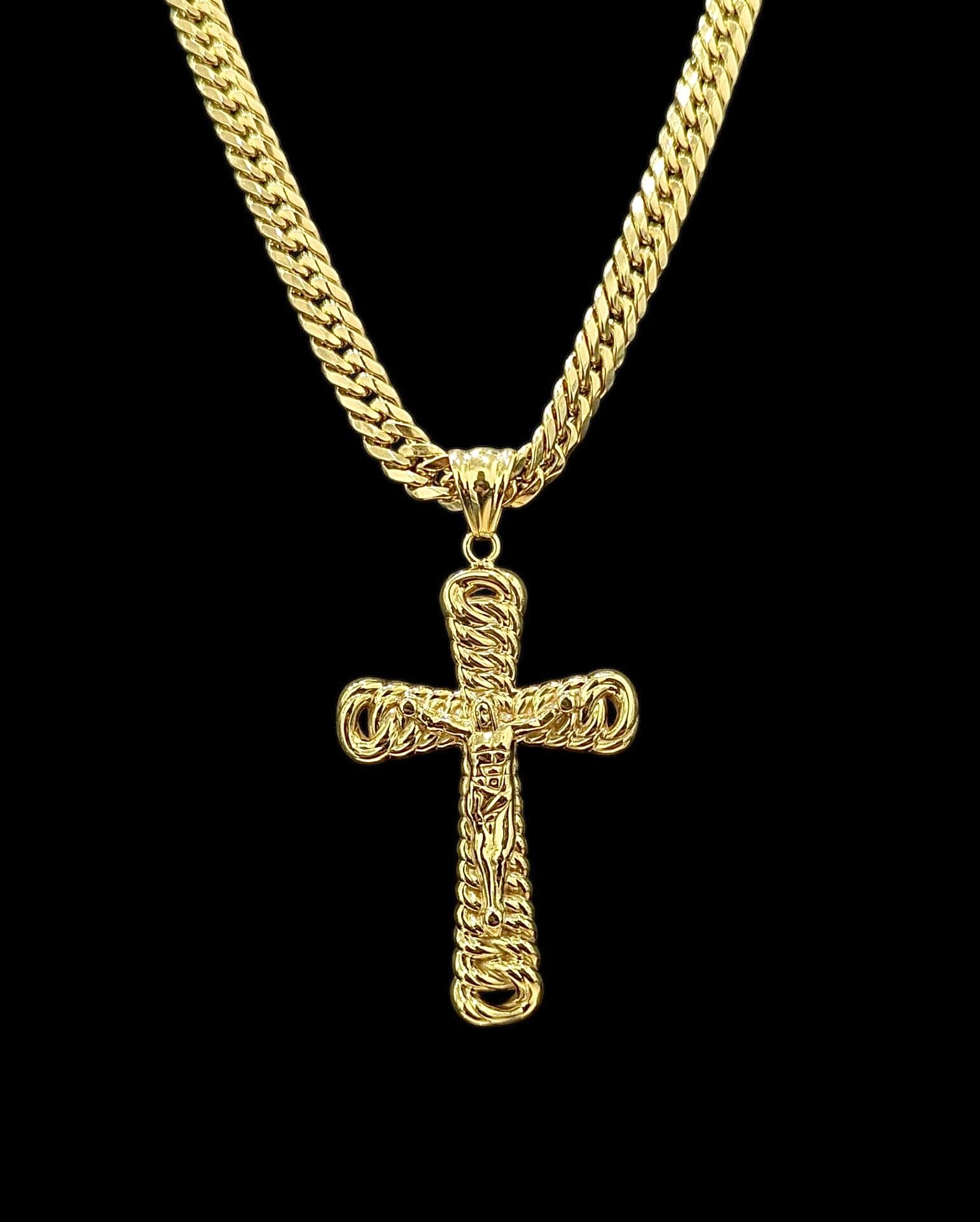Ensemble Croix Christ 3D Maille Anglaise