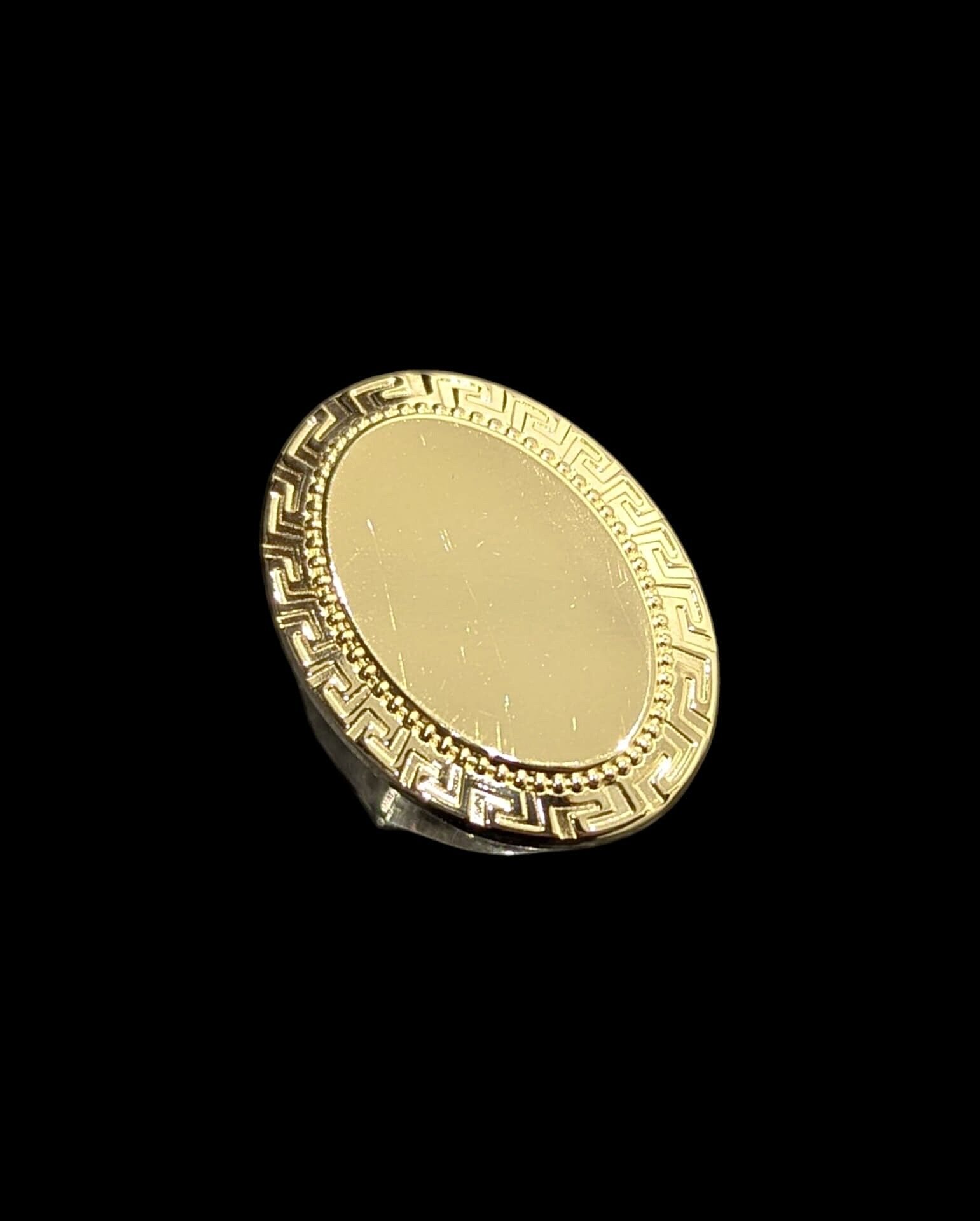 Chevalière Ovale Lisse Contour Grec