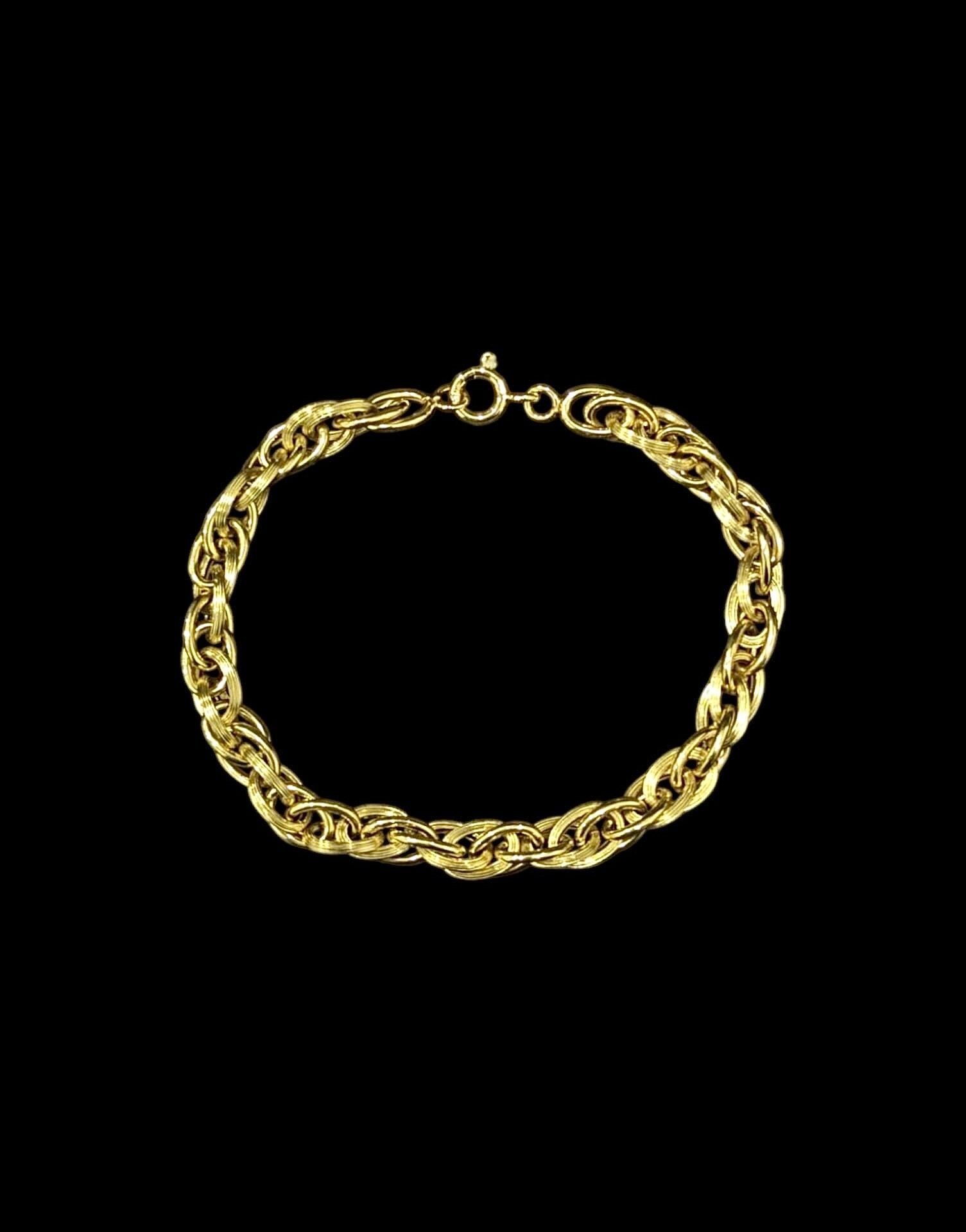Bracelet Double Forçat Lisse Cannelé 6 mm 19 cm