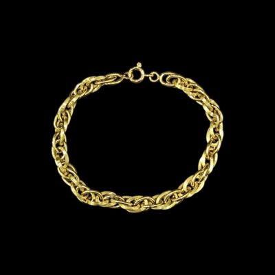 Bracelet Double Forçat Lisse Cannelé 6 mm 19 cm