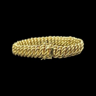 Bracelet Maille Américaine Lisse Sablé 12 mm 21 cm