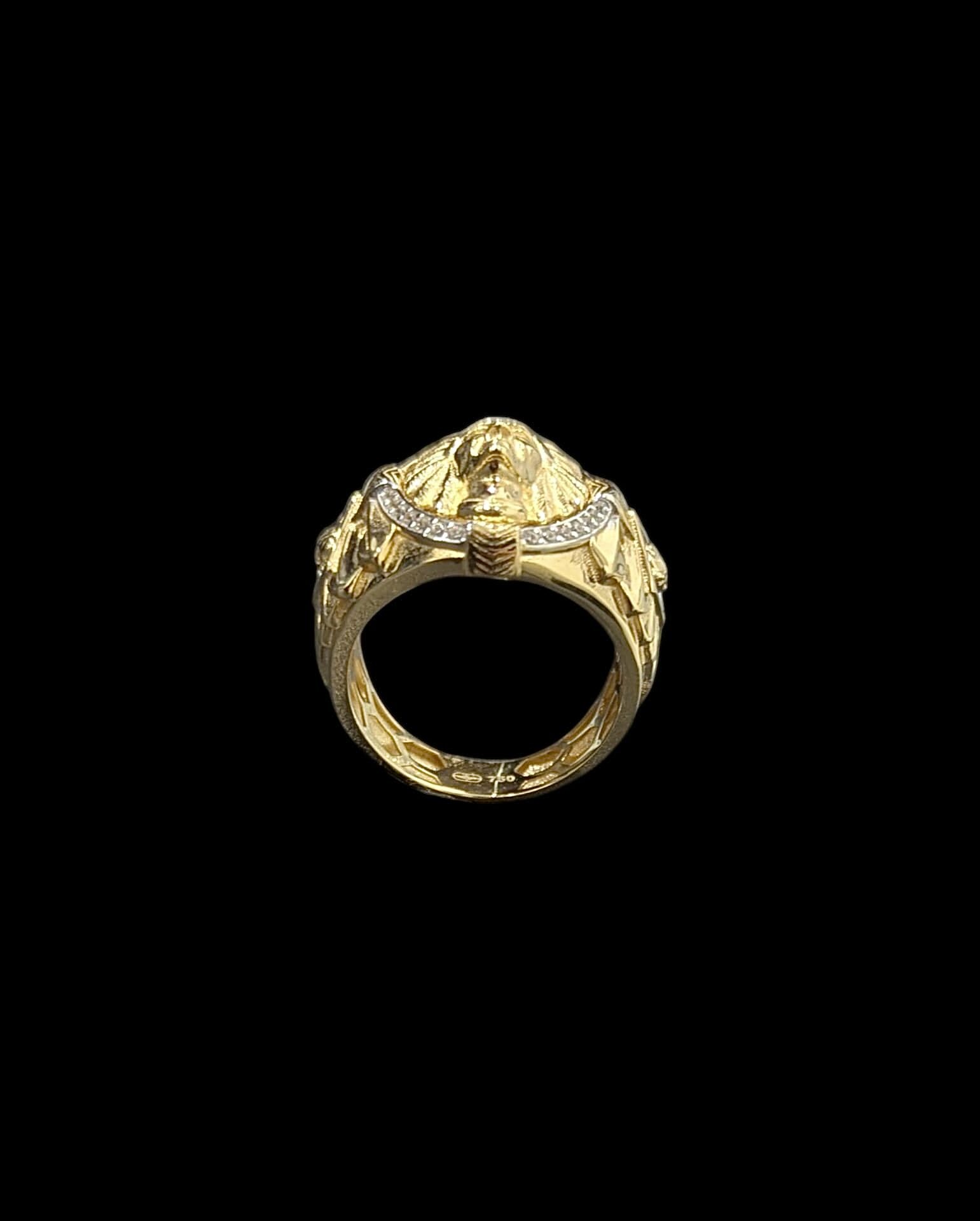 Chevalière Tête Indien 3D Sertie – Image 3