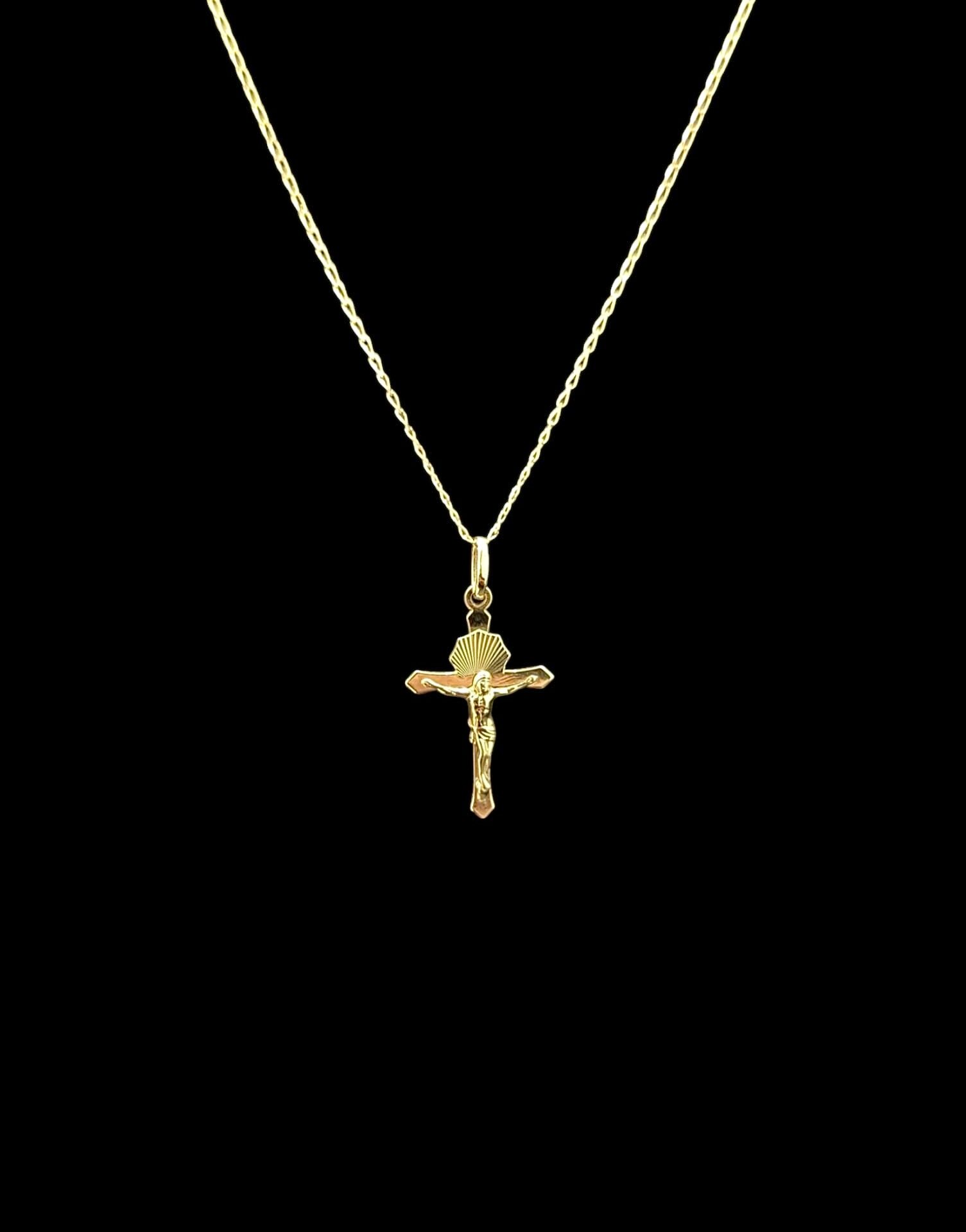 Ensemble Gourmette Pendentif Croix Christ 22 mm