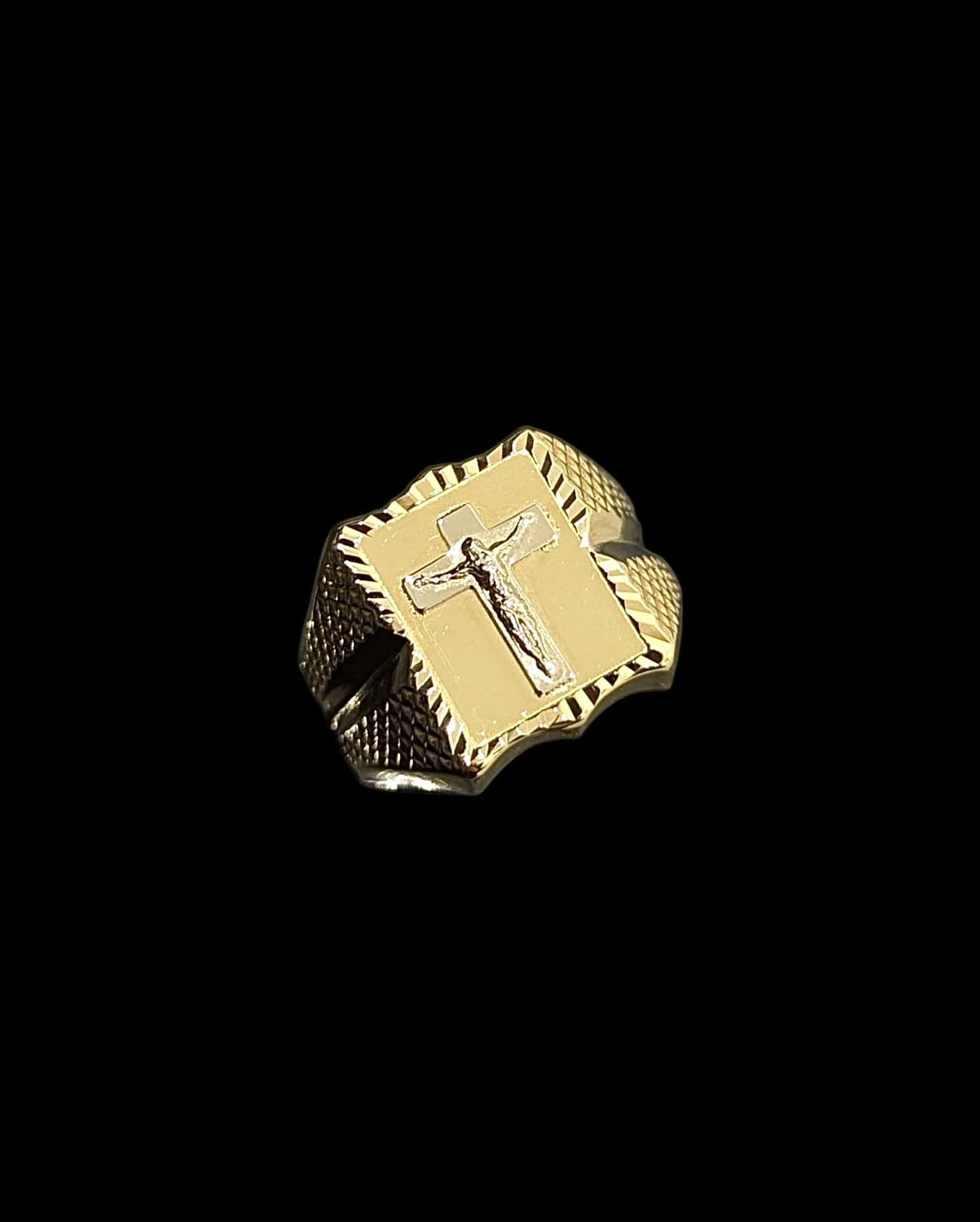 Chevalière Rectangle Croix 2 Ors