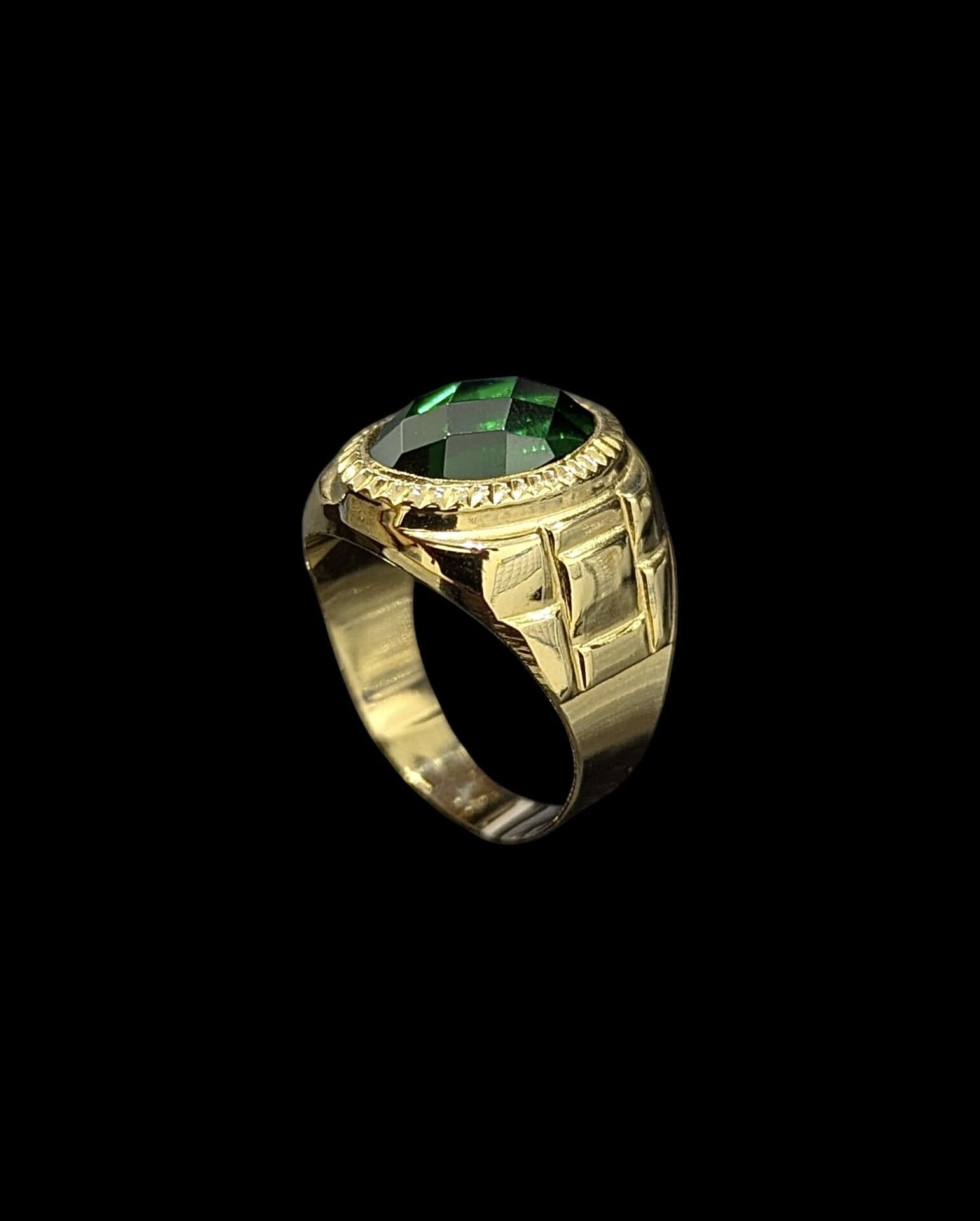 Chevalière Oval Pierre Verte – Image 2