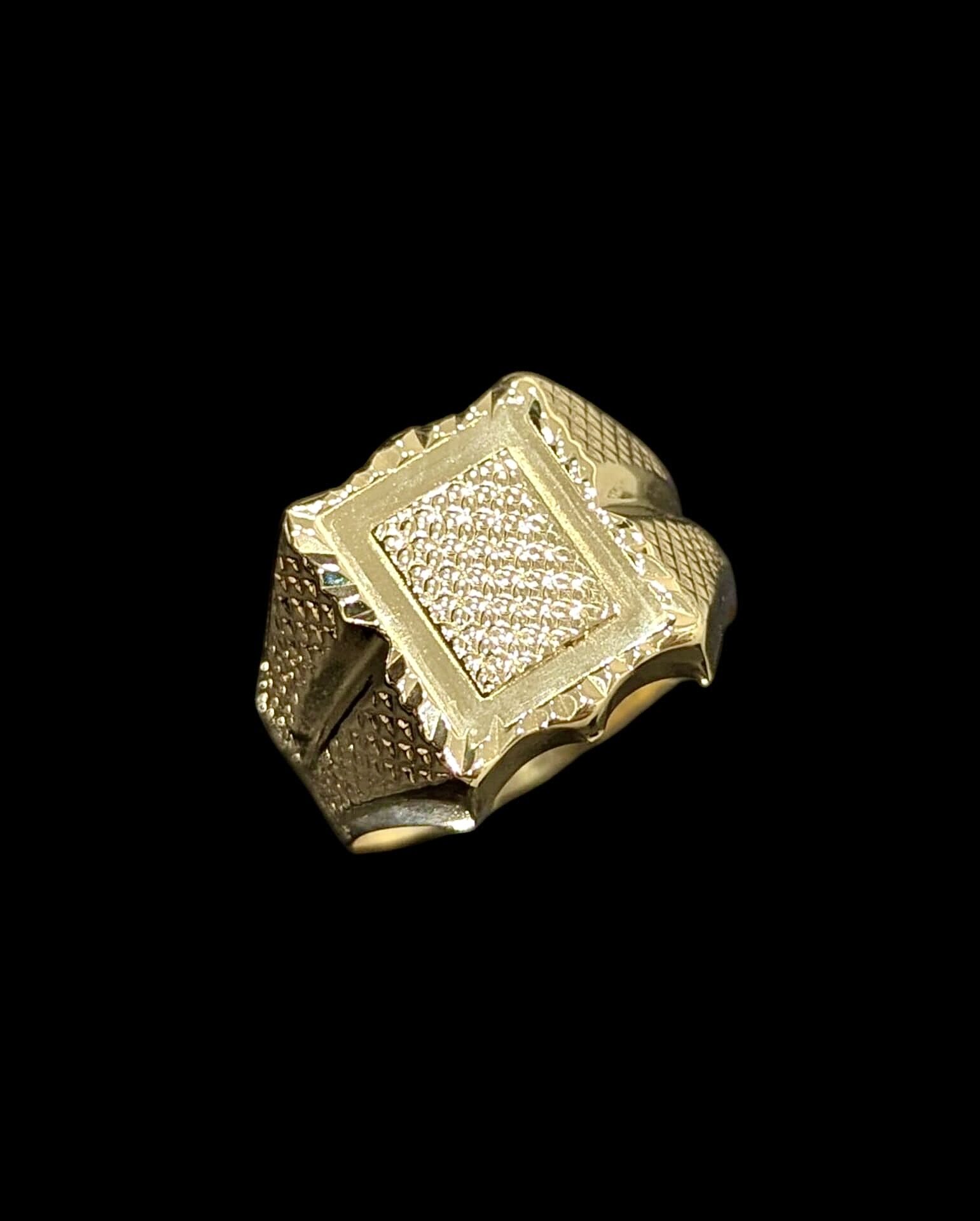 Chevalière Rectangle Martellé 17 mm