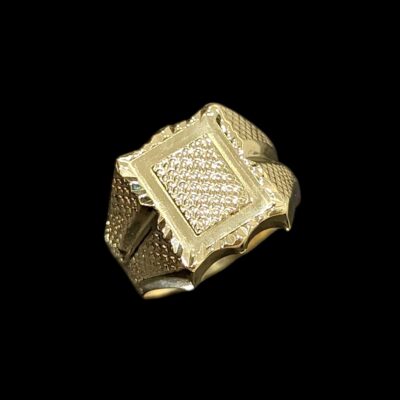 Chevalière Rectangle Martellé 17 mm