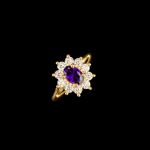 Bague Fleur Pierres Blanches et Violette