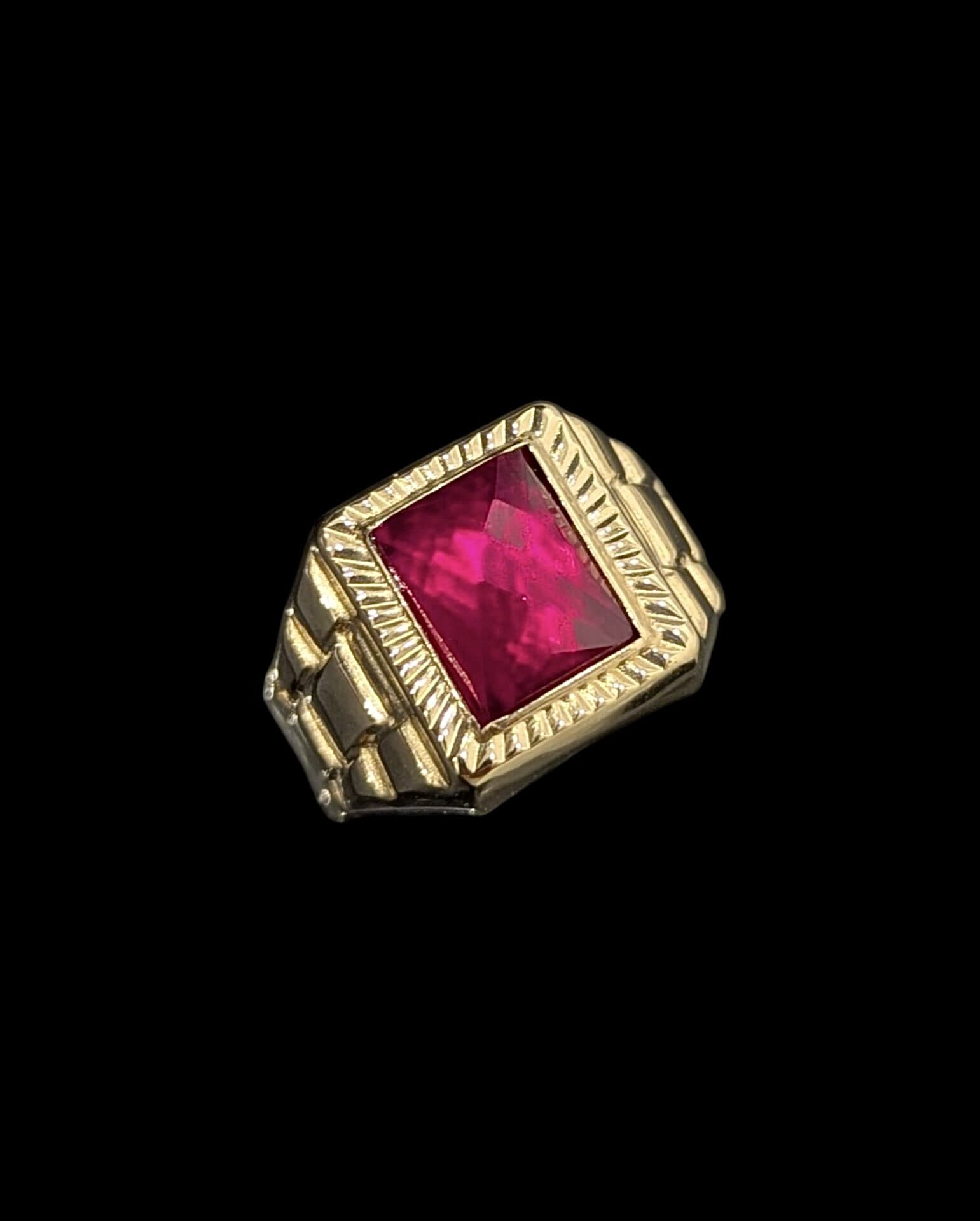 Chevalière Pierre Rouge Carrée