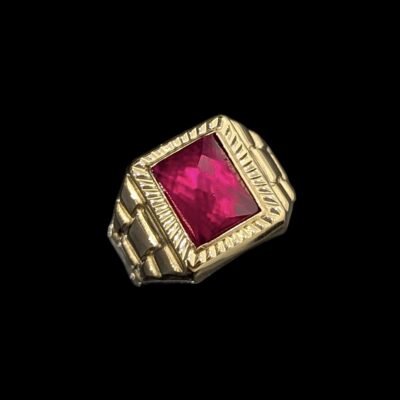 Chevalière Pierre Rouge Carrée