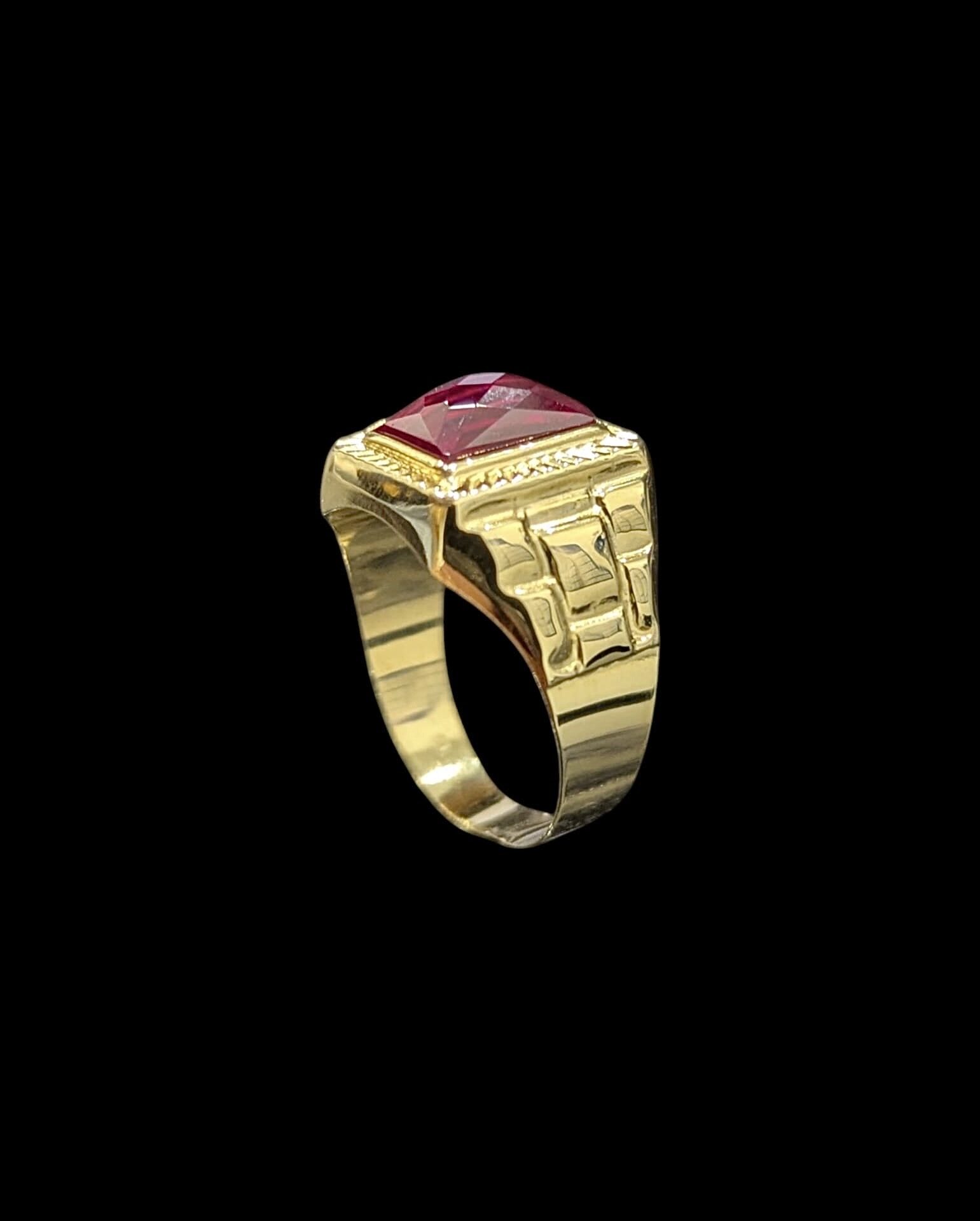 Chevalière Pierre Rouge Carrée – Image 2