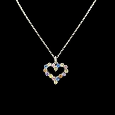 Collier Coeur Evidé Sertie